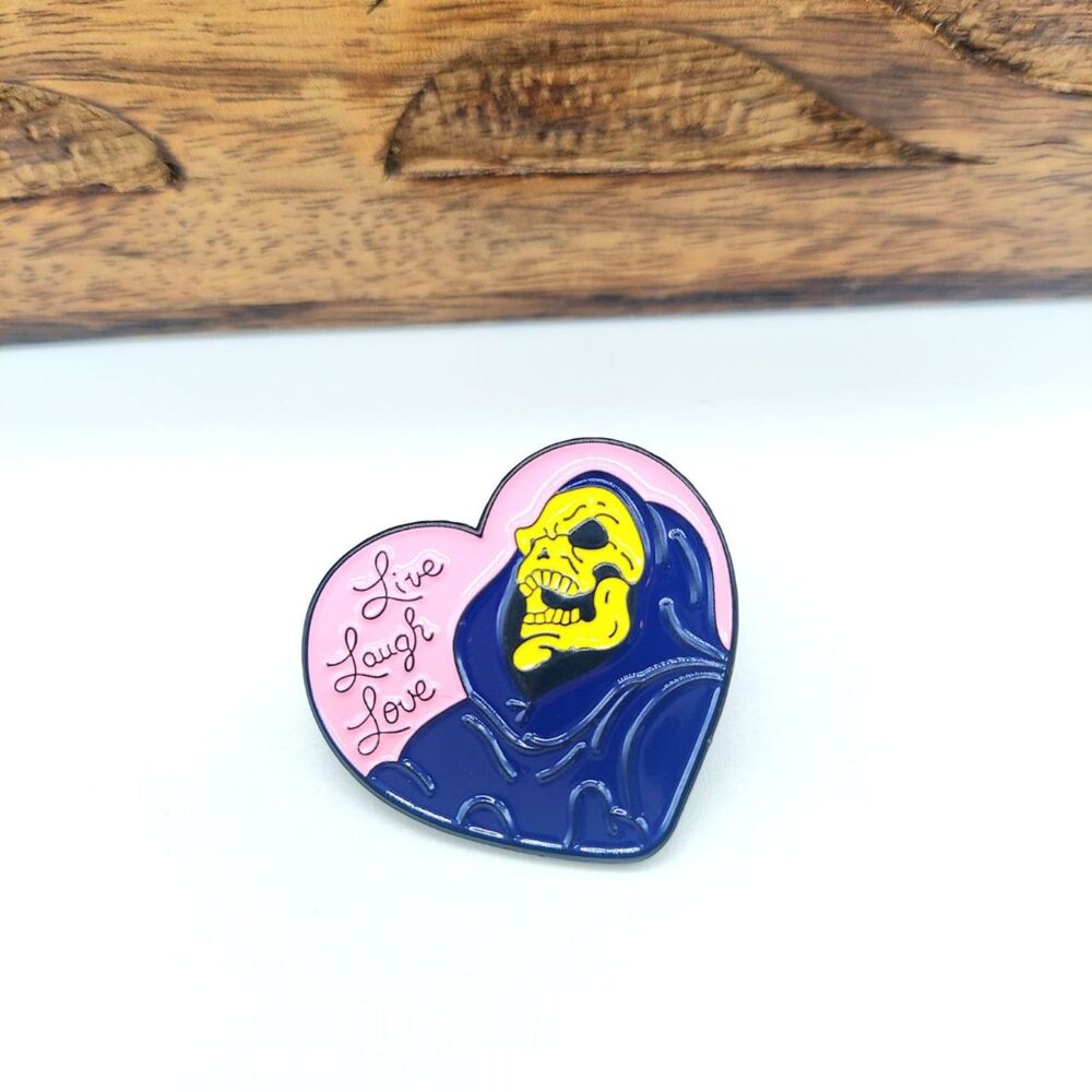 Live Love Laugh Skeletor Pin Masters of the Universe Heart Pin